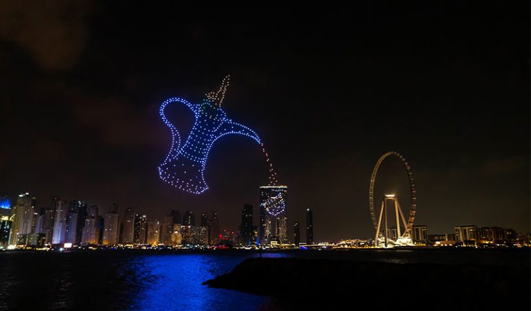 Don’t miss the stunning drone show at Bluewaters in Dubai