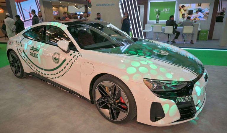 Dubai Police Unveils New Luxury Electric Patrol Car at ATM 2023